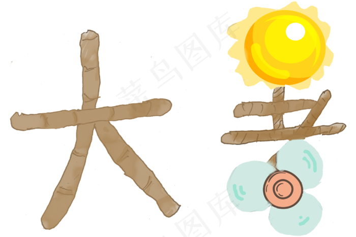 节气小清新艺术字大暑png