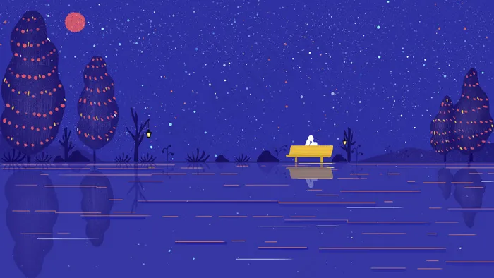 星空下的回忆扁平肌理风格(2880X1620(DPI:300))psd模版下载