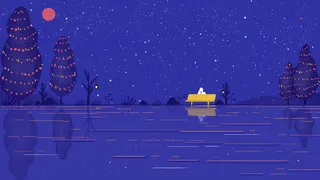 星空下的回忆扁平肌理风格