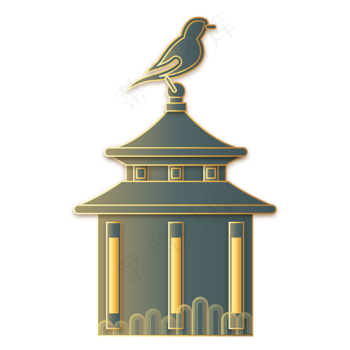 新中式屋檐小鸟装饰