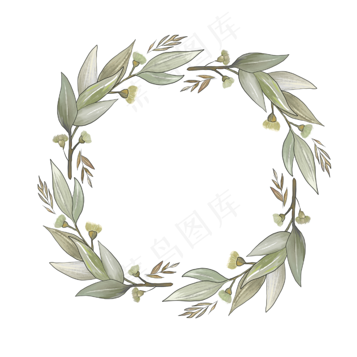 植物花环手绘插画