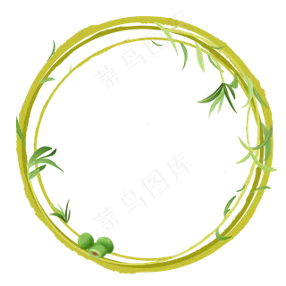 清明节柳条青团边框,免抠元素