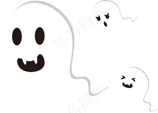 中元节矢量卡通幽灵,免抠元素