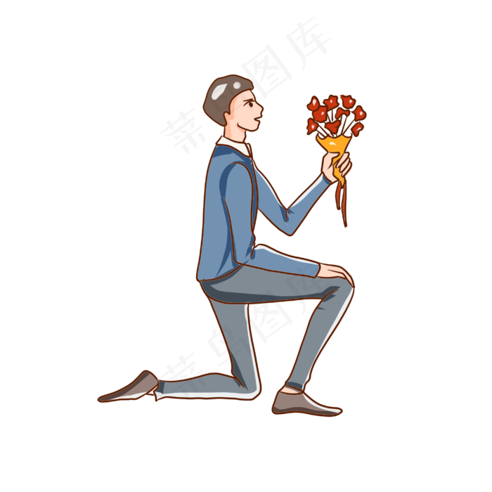 手绘鲜花求爱插画