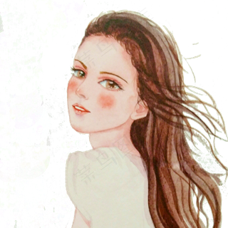 长发少女手绘水彩