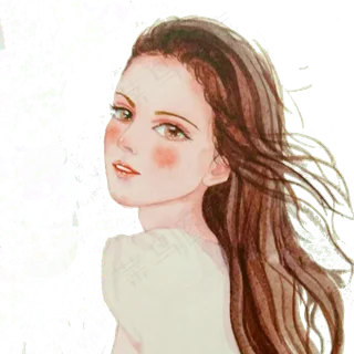 长发少女手绘水彩