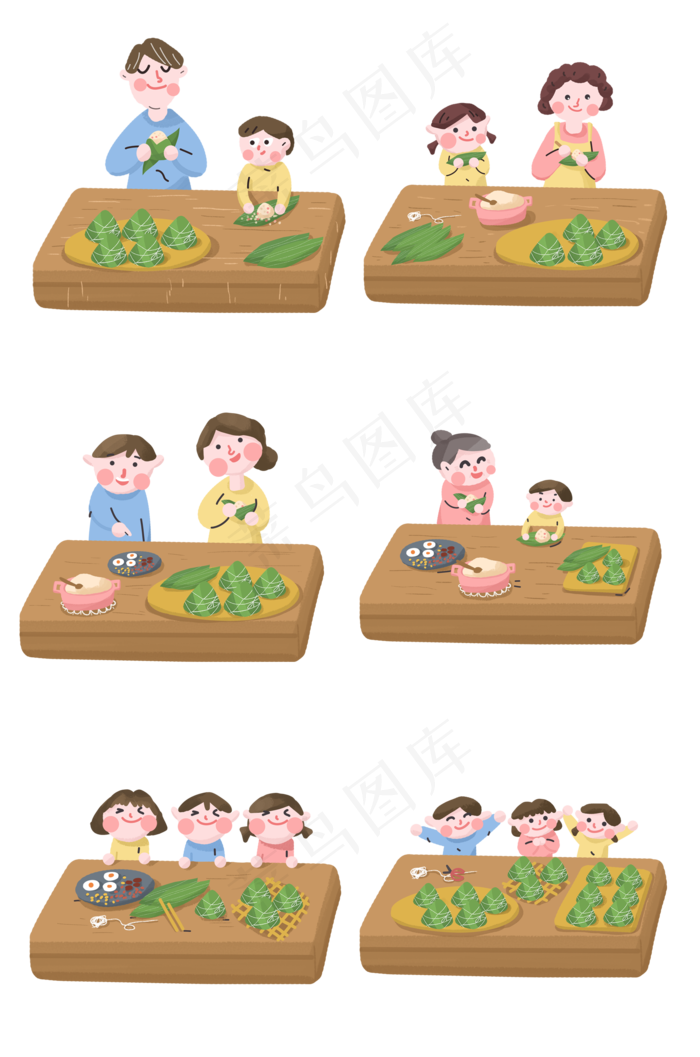 端午节家人与孩子一起制作粽子(2000X3020(DPI:300))psd模版下载