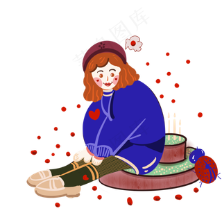 儿童节坐在蛋糕模型上面玩耍的小