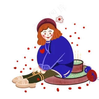 儿童节坐在蛋糕模型上面玩耍的小