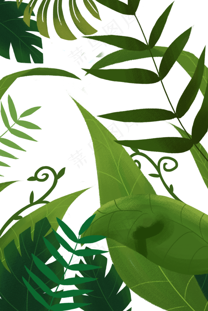 手绘卡通植物边框元素