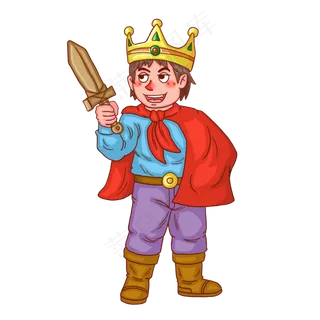 六一儿童节玩木剑小男孩人物