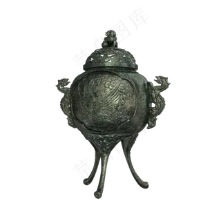 三足青铜凤凰香炉,免抠元素