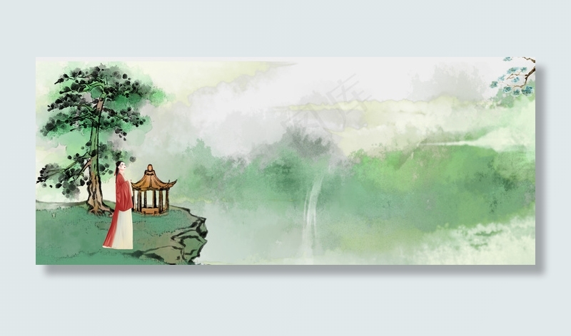 复古风灰色简约风海报banner背景