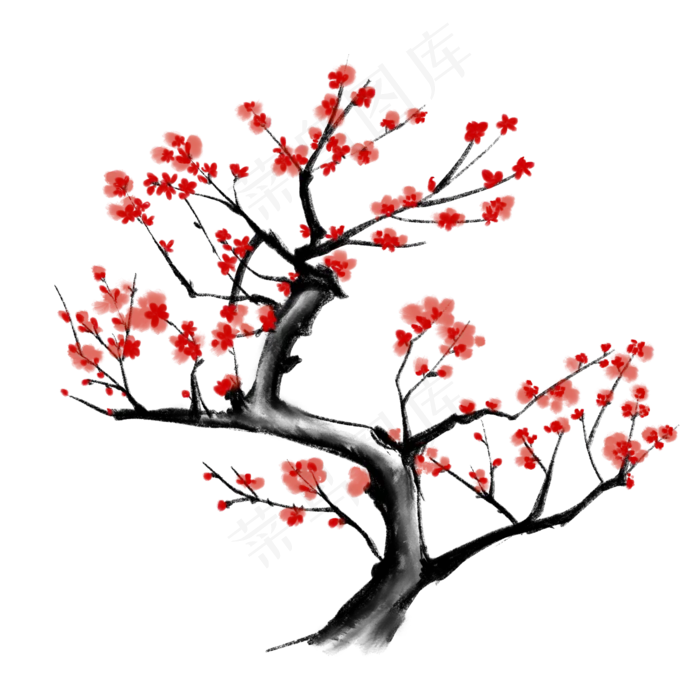 花梅花水墨风国外色(2000X2000(DPI:300))psd模版下载