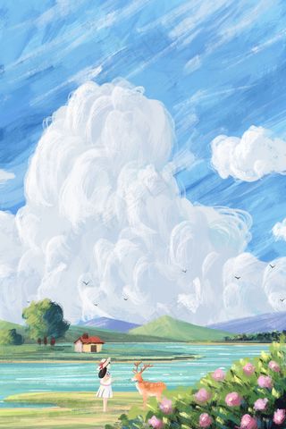 夏天主题之天空乡村大场景