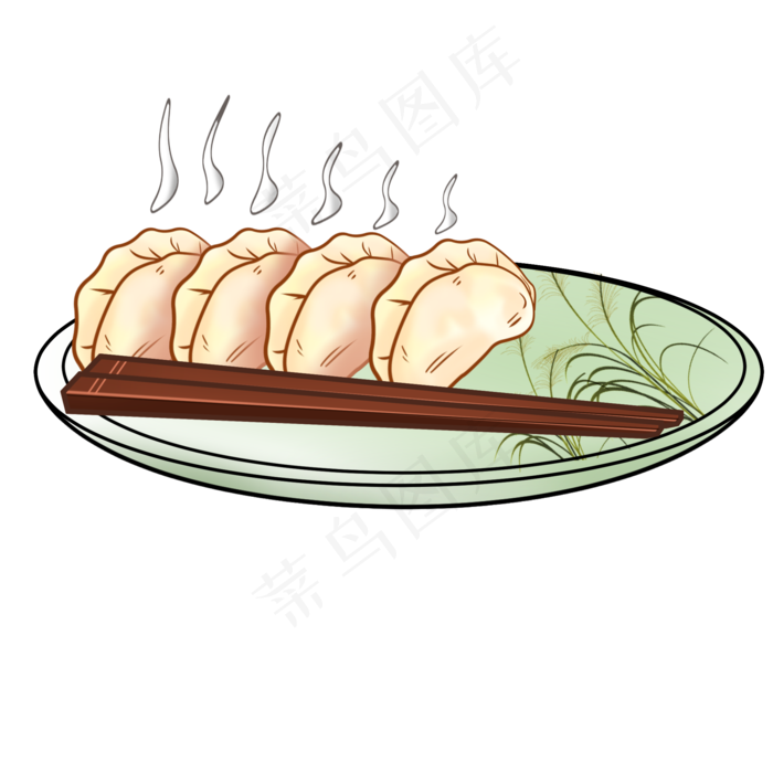 卡通手绘美味饺子美食插画,免抠元素