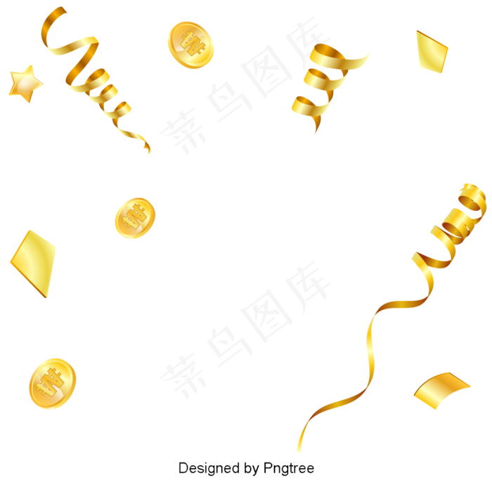 黄色韩国金币元素,免抠元素
