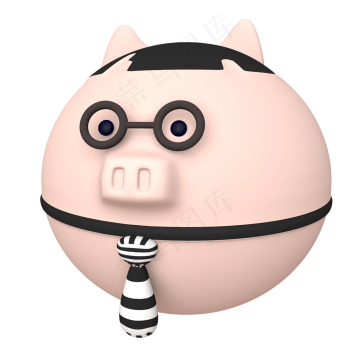 白领眼镜猪c4d,免抠元素(2000X2000)
