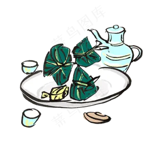 端午节水墨风粽子手绘