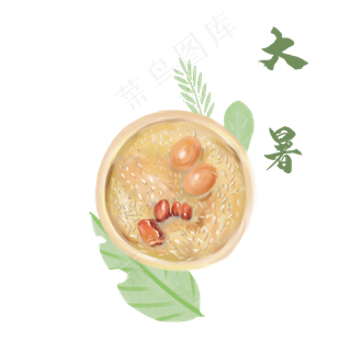 大暑节气八宝粥滋补食疗,免抠元素