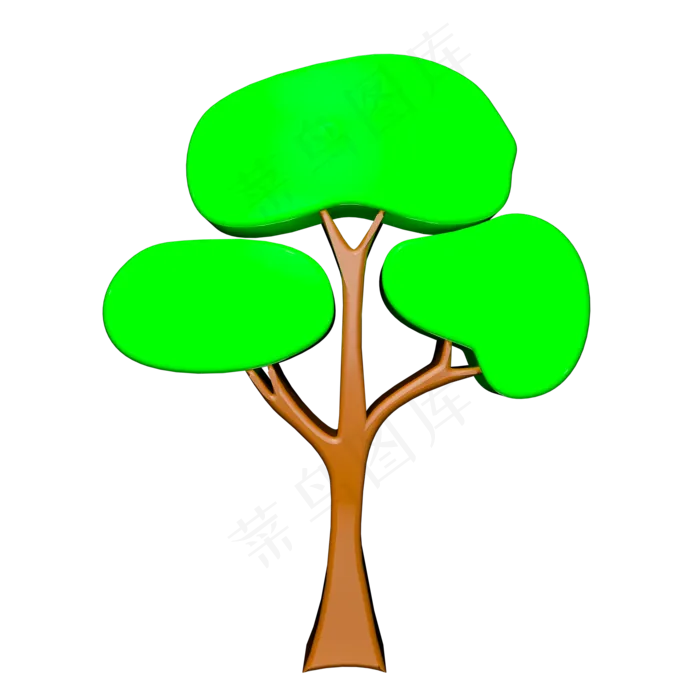 C4D立体绿色树木(2000X2000(DPI:300))psd模版下载