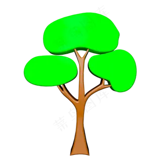 C4D立体绿色树木