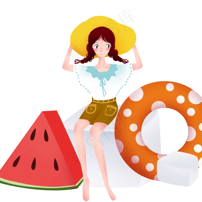 立夏戴遮阳帽女孩(2000X2000(DPI:299))psd模版下载