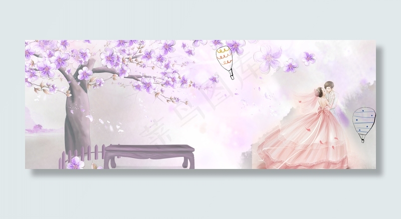 浪漫情侣banner(1900*700px 	       )psd模版下载