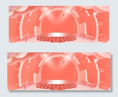 橙色珊瑚红创意立体电商背景