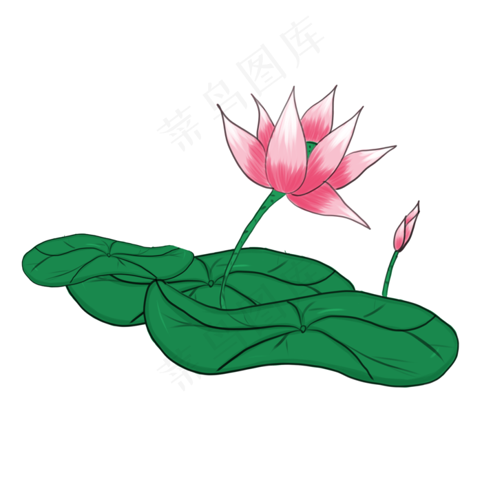 中国风卡通手绘荷花PNG素材