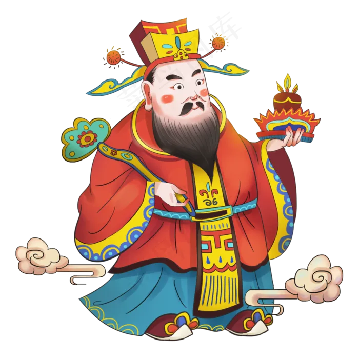 国潮年画红色新年财神(2000X2000(DPI:300))psd模版下载