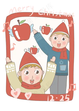 透明底png平安夜橱窗里的大苹果,免抠元素