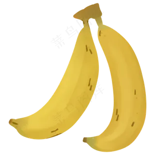 手绘水果两只香蕉