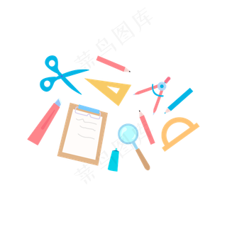 矢量手绘学习用品