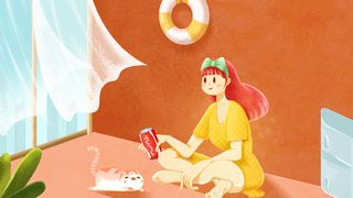 清新夏日家居女生