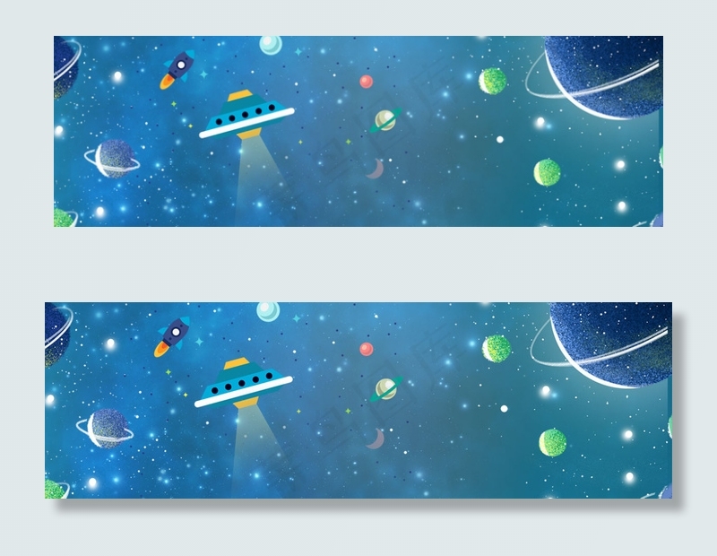 简约蓝色星空星球banner(1200*375px 	       )psd模版下载