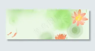 手绘初夏青色荷塘里的鱼