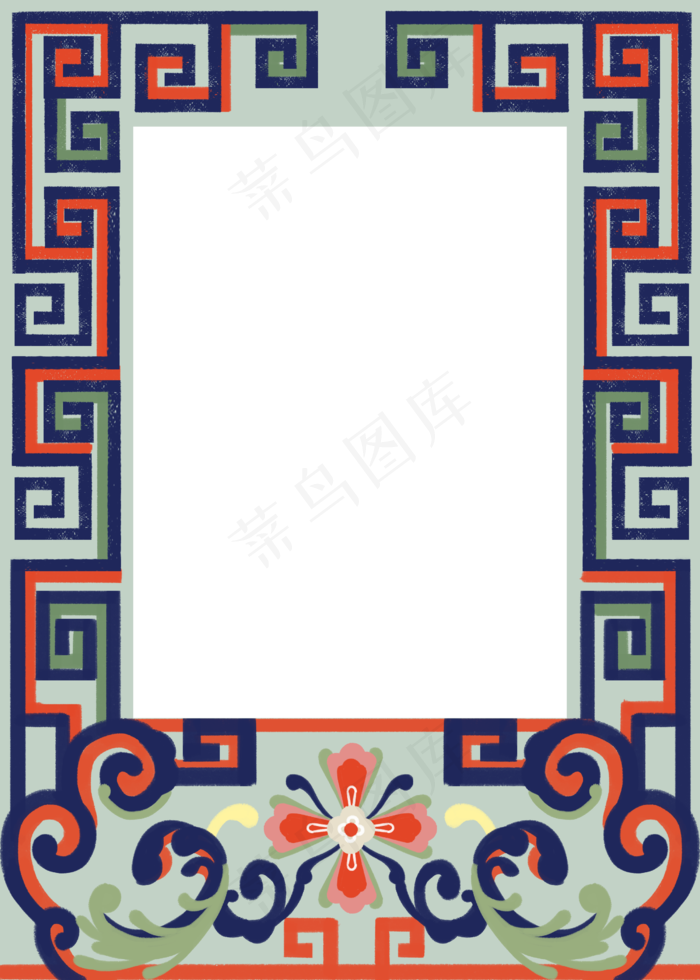 中式古风装饰边框清朝配色(2500X3500(DPI:300))psd模版下载