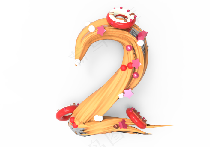 生日蛋糕糖果数字2,免抠元素