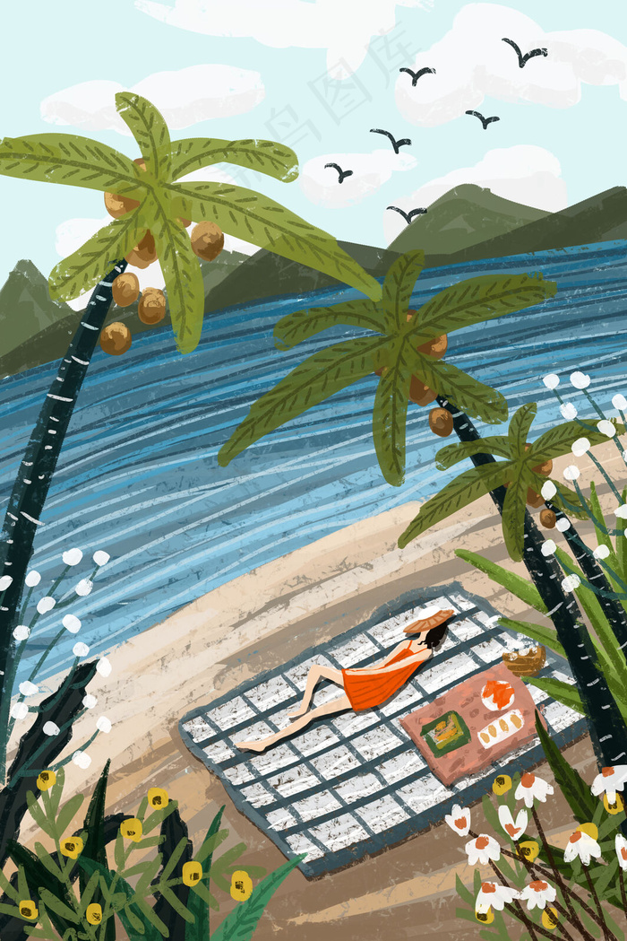 小清新花草风景背景