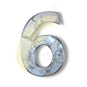 破旧裂纹墙壁PSD数字6