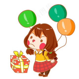儿童节拿着气球开心的女孩