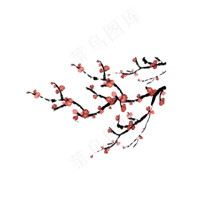 手绘中国风水彩水墨梅花(2000X2000(DPI:300))psd模版下载