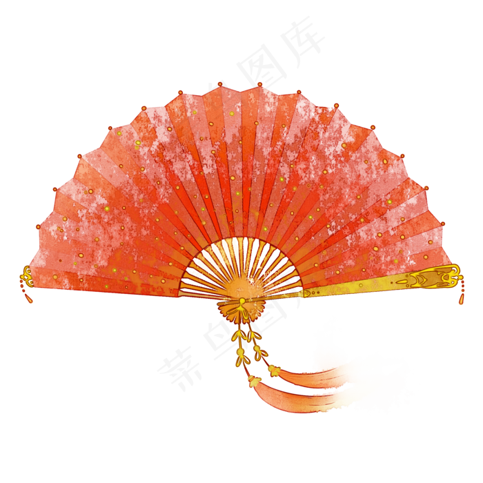 红纱折扇中式风格水墨PNG素材,免抠元素(2000*2000px 300 dpi )psd模版下载
