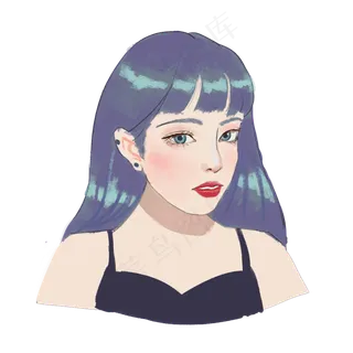 女生节唯美时尚手绘女孩,免抠元素