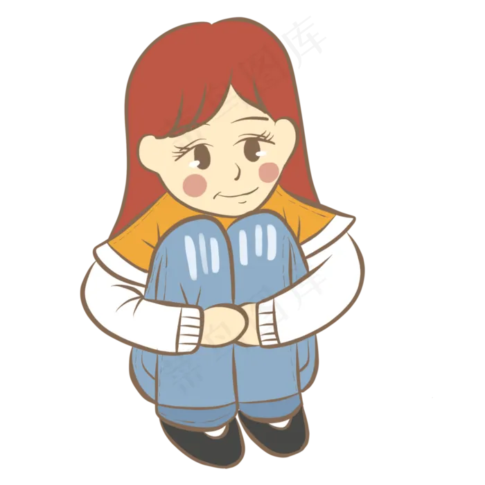 女孩蹲着(2000X2000(DPI:300))psd模版下载
