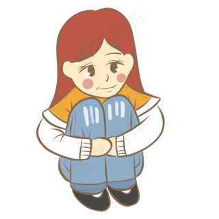 女孩蹲着
