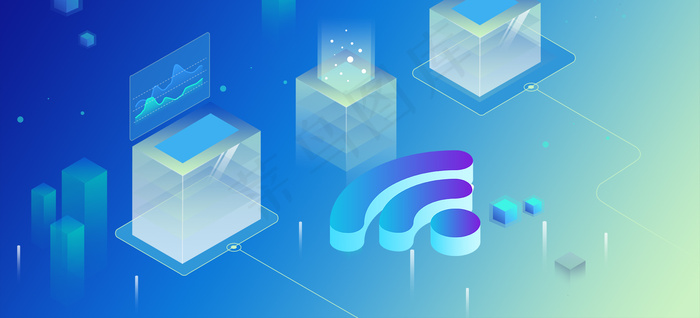 科技简约WIFI商业元素(1920*872px 	       )psd模版下载