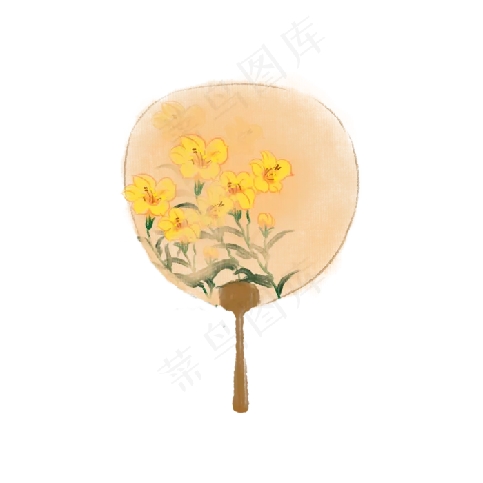 古风菊花扇子,免抠元素