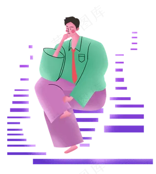 夸张扁平亮色商务职场卡通噪点人,免抠元素
